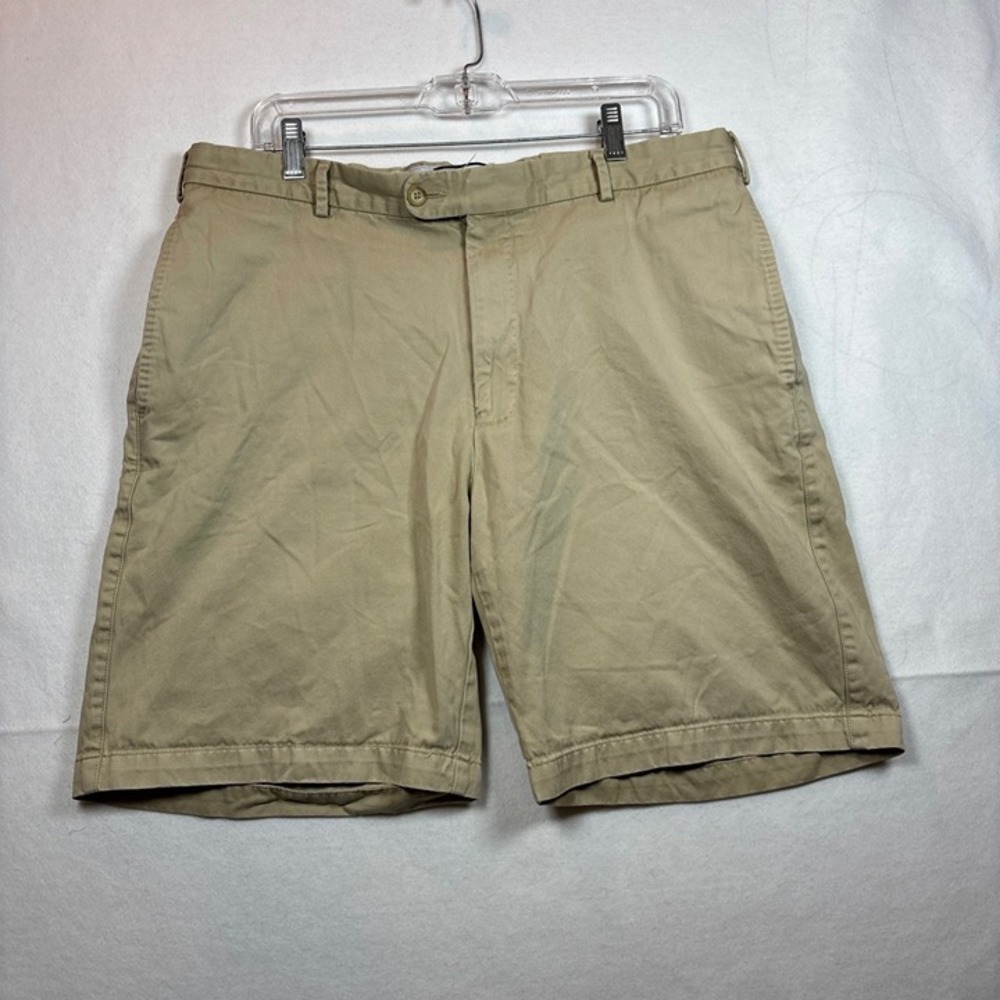 Peter Millar Chino Shorts Mens 36 Khaki Tan Good Flat Front Cotton Twill Casual
